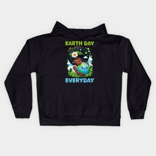 Earth Day Everyday Cute Afro Hair Girl Earth Day 2024 Funny Kids Hoodie